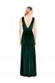 Verde oscuro línea A Cuello en V Terciopelo Elástico Largo Formales Vestidos de dama de honor / Vestidos de fiesta Fábrica