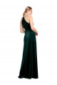 Verde oscuro línea A Tirantes espagueti Cuello joya Terciopelo Elástico Largo Vestidos de dama de honor / Vestidos de fiesta Fábrica