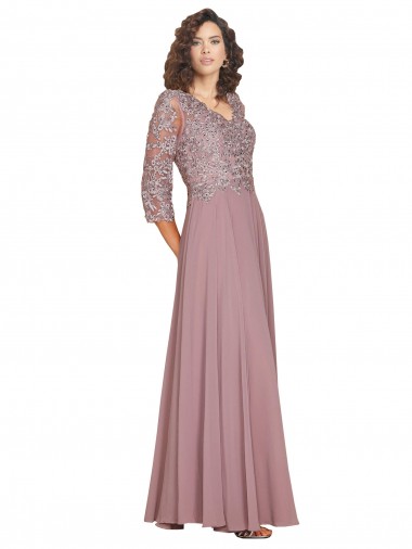 línea A Cuello en V Gasa Largo Vestidos de dama de honor / Vestidos de fiesta Fábrica