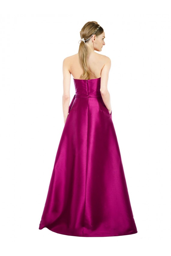 línea A Cuello en V Satén Largo Vestidos de dama de honor / Vestidos de fiesta Fábrica