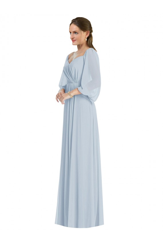 línea A Hombros Descubiertos Gasa Largo Formales Vestidos de dama de honor / Vestidos de noche Fábrica