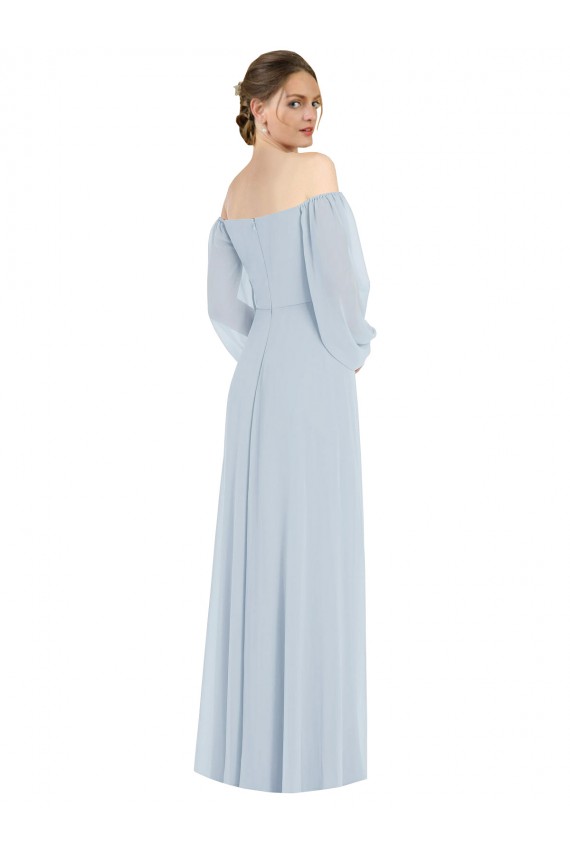 línea A Hombros Descubiertos Gasa Largo Formales Vestidos de dama de honor / Vestidos de noche Fábrica