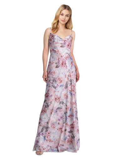 línea A Satén elástico Floral Largo Formales Vestidos de dama de honor / Vestidos de noche Fábrica