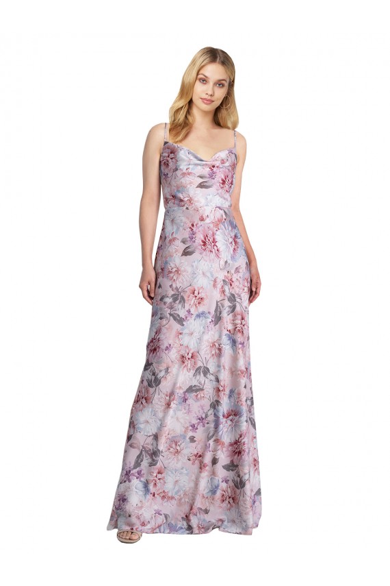 línea A Satén elástico Floral Largo Formales Vestidos de dama de honor / Vestidos de noche Fábrica